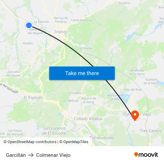 Garcillán to Colmenar Viejo map