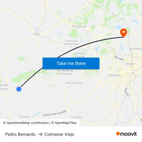 Pedro Bernardo to Colmenar Viejo map