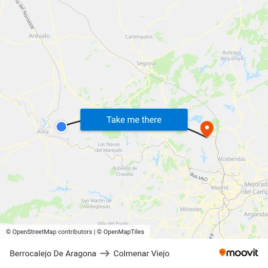 Berrocalejo De Aragona to Colmenar Viejo map