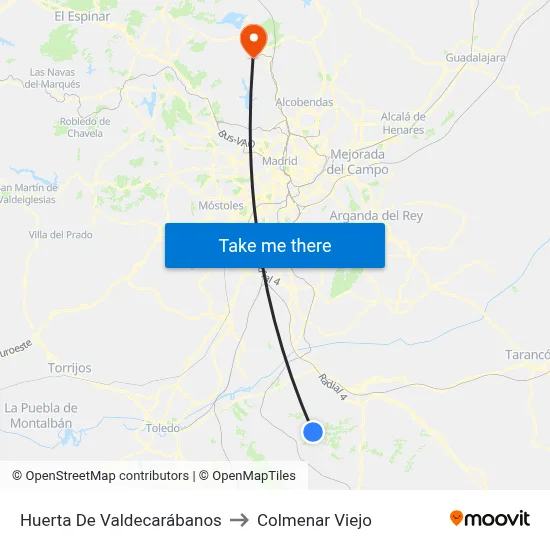 Huerta De Valdecarábanos to Colmenar Viejo map