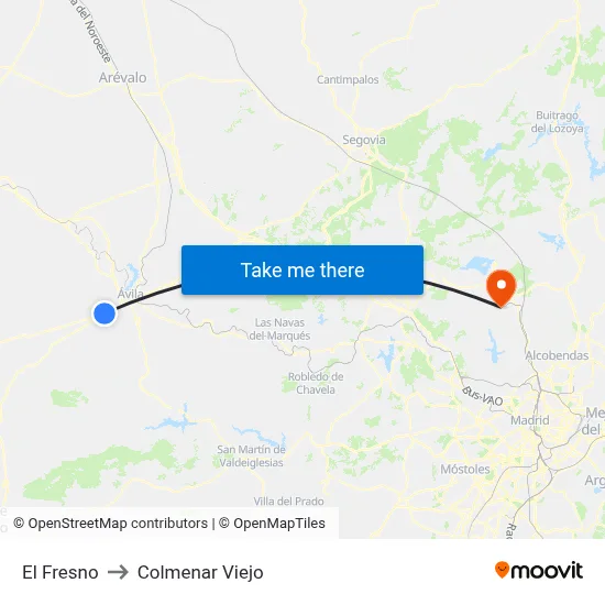 El Fresno to Colmenar Viejo map