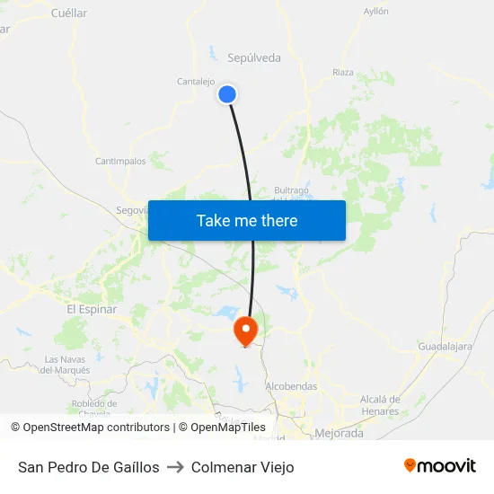 San Pedro De Gaíllos to Colmenar Viejo map