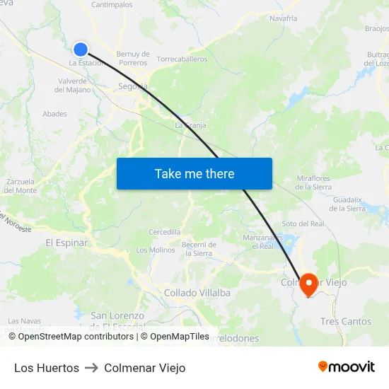 Los Huertos to Colmenar Viejo map