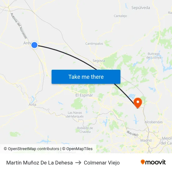 Martín Muñoz De La Dehesa to Colmenar Viejo map