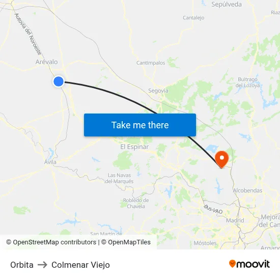 Orbita to Colmenar Viejo map