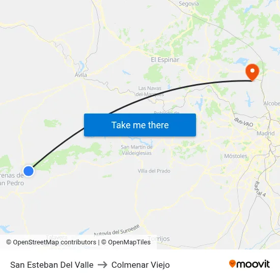 San Esteban Del Valle to Colmenar Viejo map