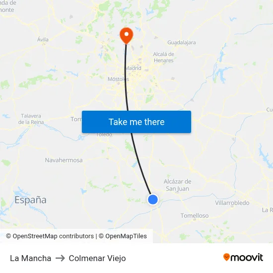 La Mancha to Colmenar Viejo map
