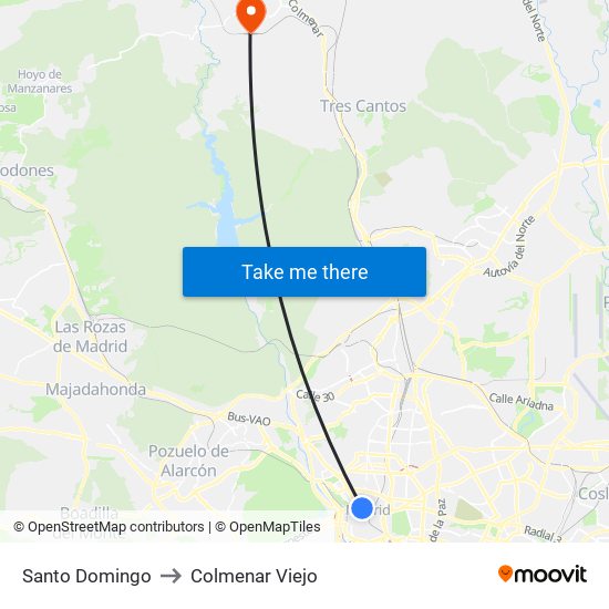 Santo Domingo to Colmenar Viejo map