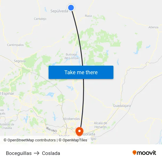 Boceguillas to Coslada map