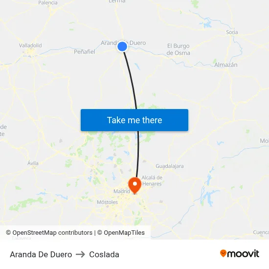 Aranda De Duero to Coslada map