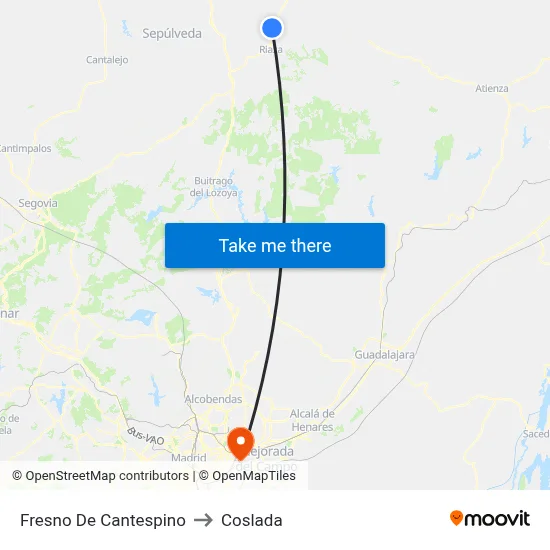 Fresno De Cantespino to Coslada map