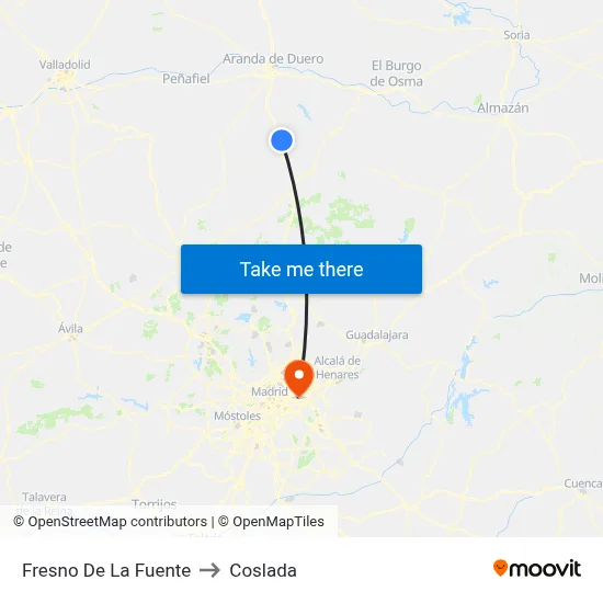Fresno De La Fuente to Coslada map