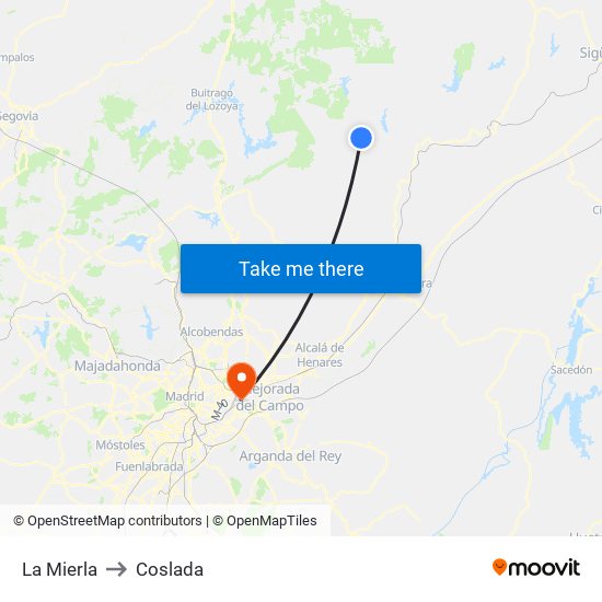 La Mierla to Coslada map