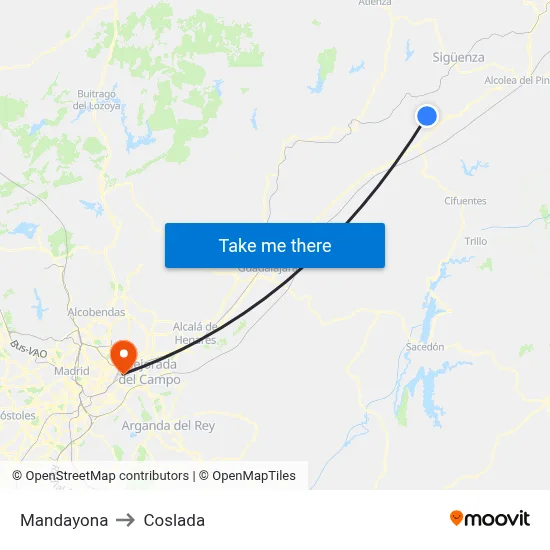 Mandayona to Coslada map