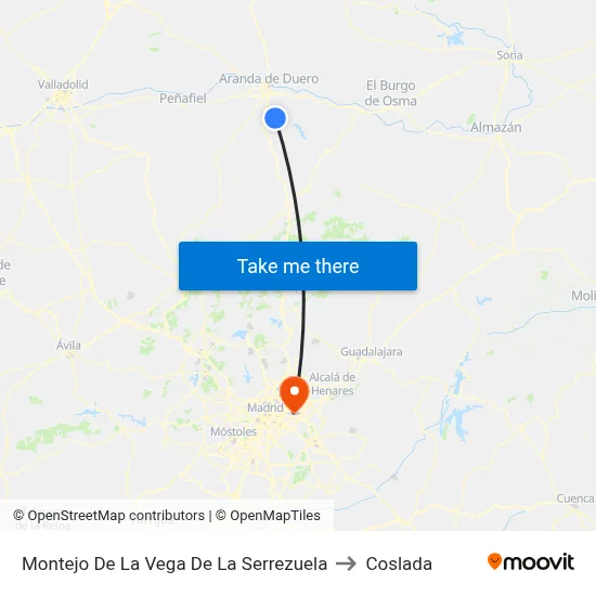 Montejo De La Vega De La Serrezuela to Coslada map