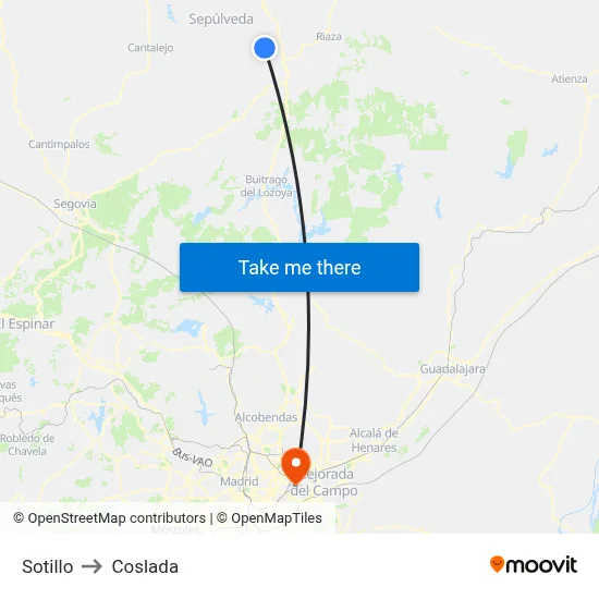 Sotillo to Coslada map