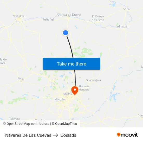 Navares De Las Cuevas to Coslada map