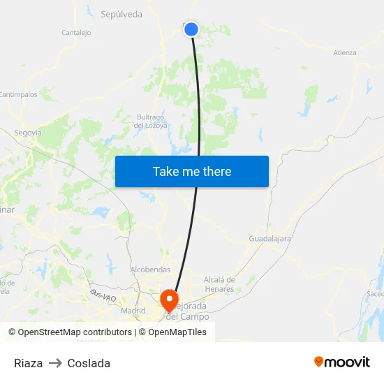 Riaza to Coslada map