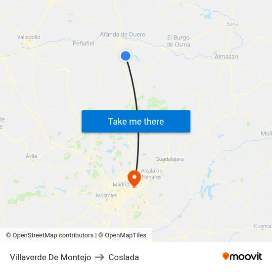 Villaverde De Montejo to Coslada map