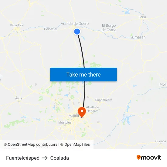 Fuentelcésped to Coslada map