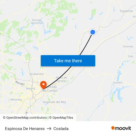 Espinosa De Henares to Coslada map