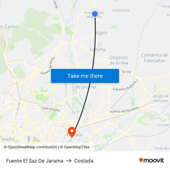 Fuente El Saz De Jarama to Coslada map