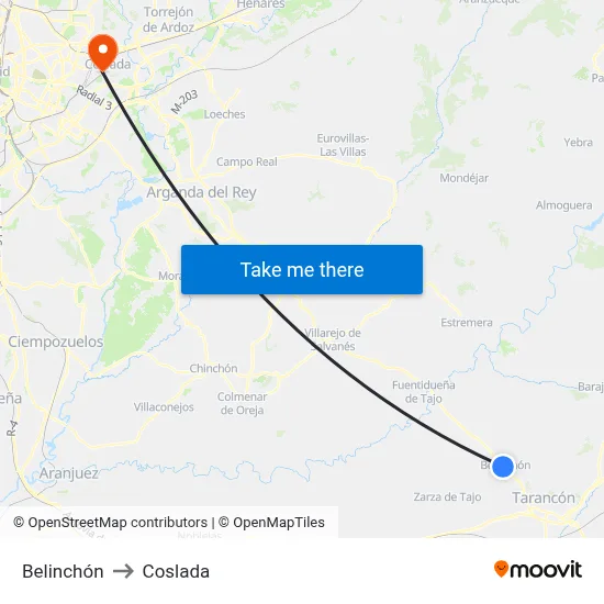 Belinchón to Coslada map