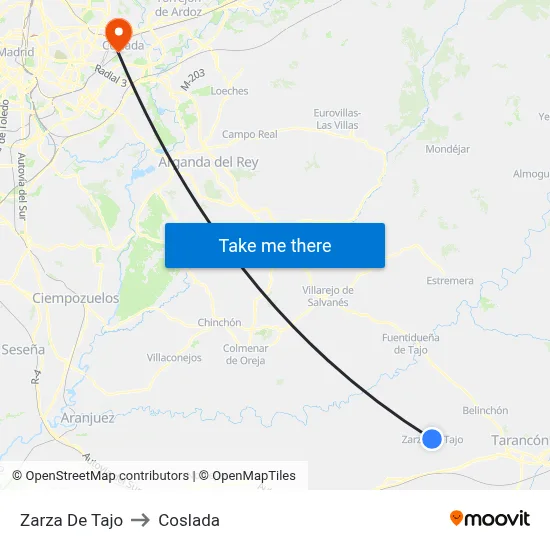 Zarza De Tajo to Coslada map