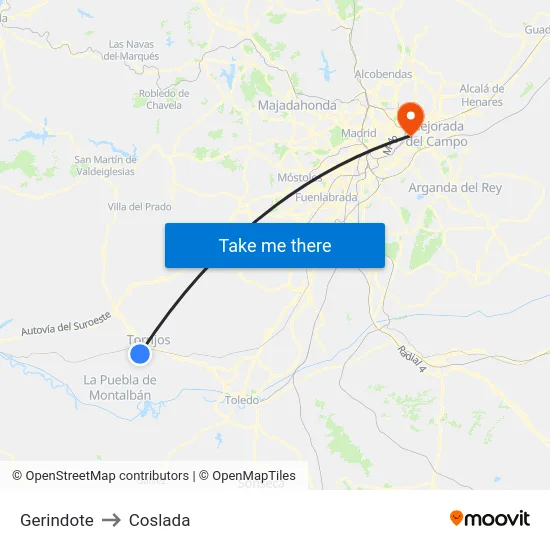 Gerindote to Coslada map
