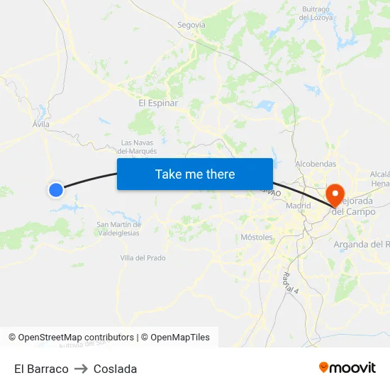 El Barraco to Coslada map