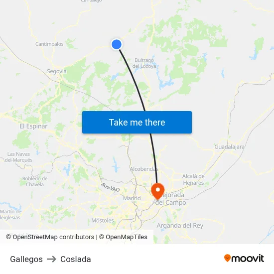 Gallegos to Coslada map
