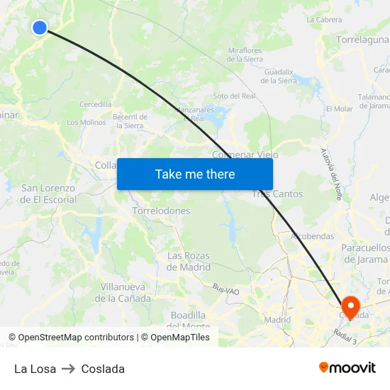 La Losa to Coslada map