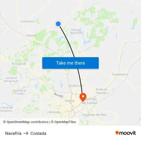 Navafría to Coslada map