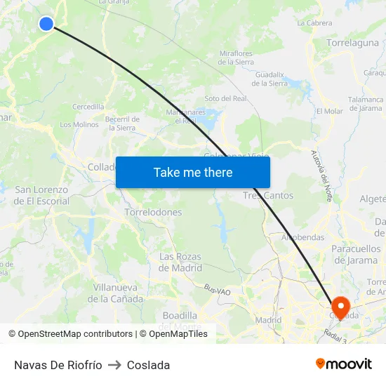 Navas De Riofrío to Coslada map