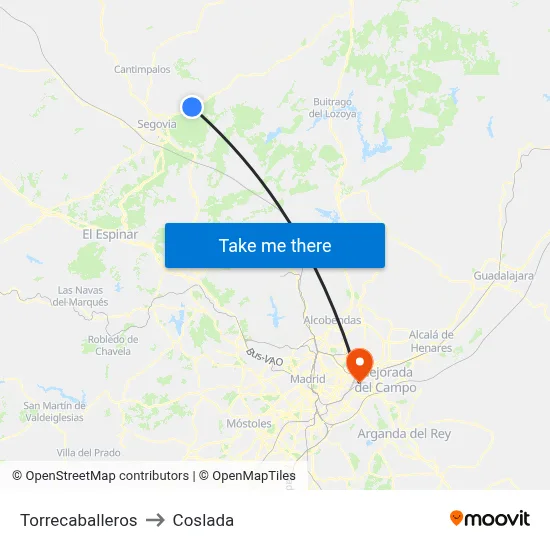 Torrecaballeros to Coslada map
