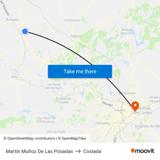Martín Muñoz De Las Posadas to Coslada map