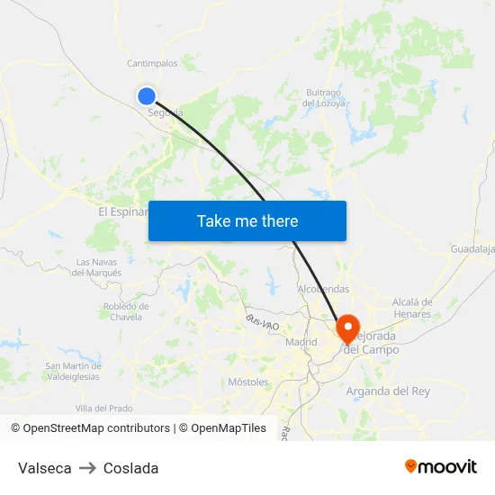 Valseca to Coslada map