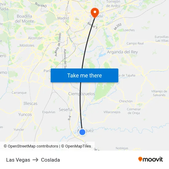 Las Vegas to Coslada map