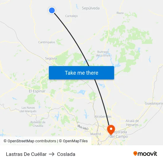 Lastras De Cuéllar to Coslada map