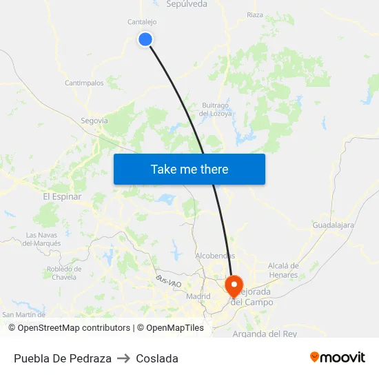 Puebla De Pedraza to Coslada map