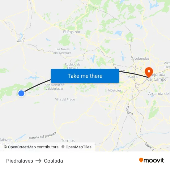 Piedralaves to Coslada map
