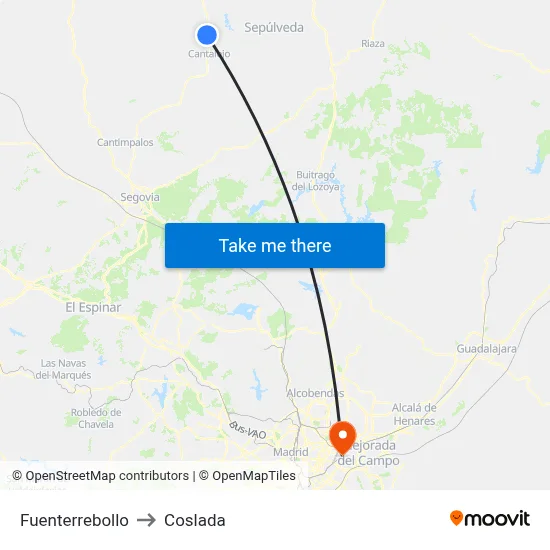Fuenterrebollo to Coslada map