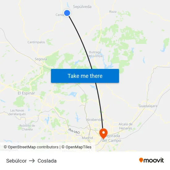 Sebúlcor to Coslada map