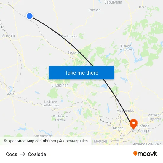 Coca to Coslada map