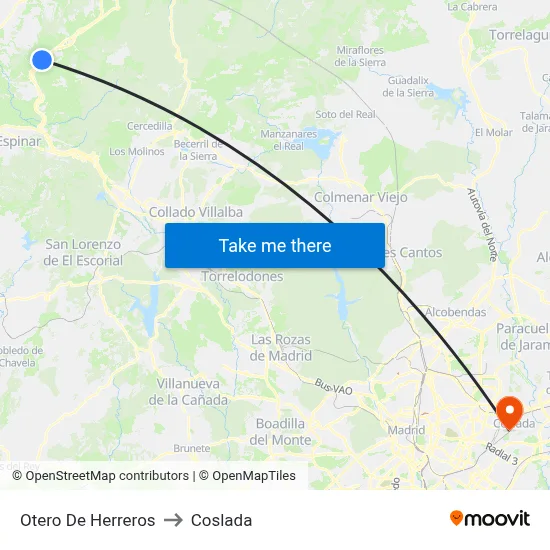 Otero De Herreros to Coslada map