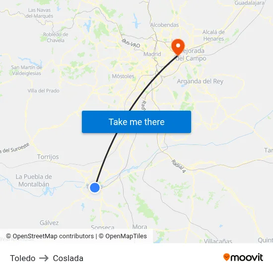 Toledo to Coslada map