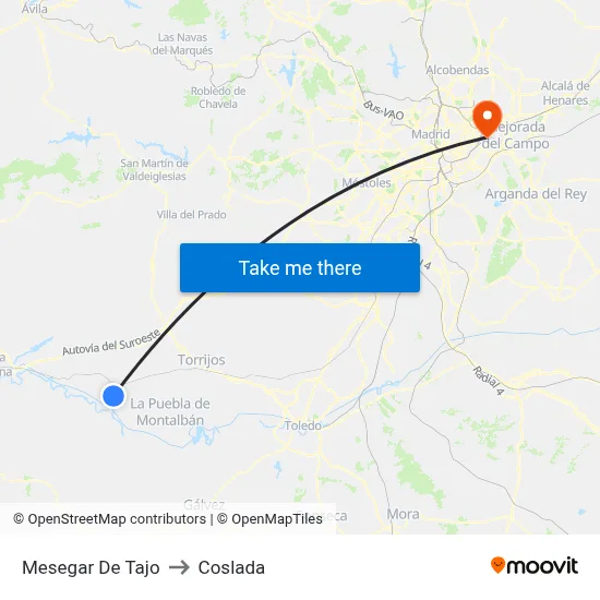 Mesegar De Tajo to Coslada map
