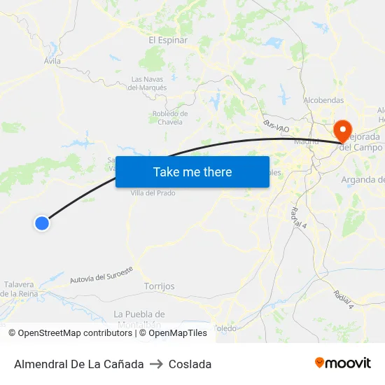 Almendral De La Cañada to Coslada map