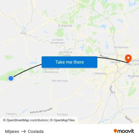 Mijares to Coslada map