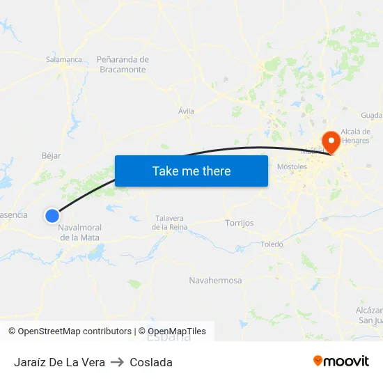 Jaraíz De La Vera to Coslada map